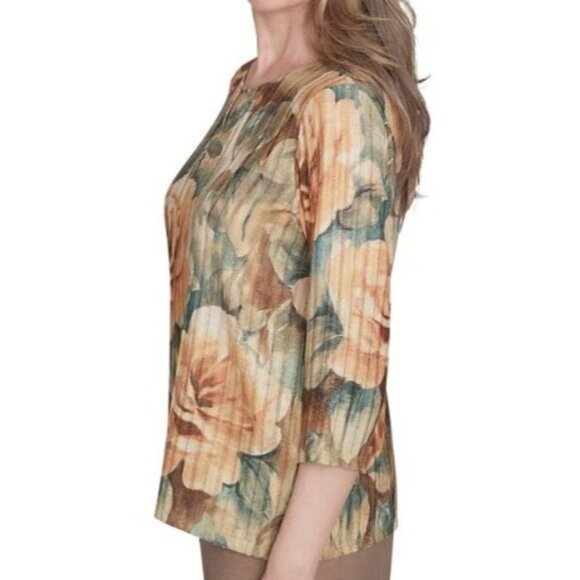 Alfred Dunner 3/4 Sleeve Floral Print Top SMALL PETITE (6767) - Picture 3 of 9
